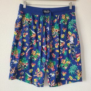NEW Polo Ralph Lauren All Over Print Bear Hawaiian Sleep Shorts Size M Blue NWOT